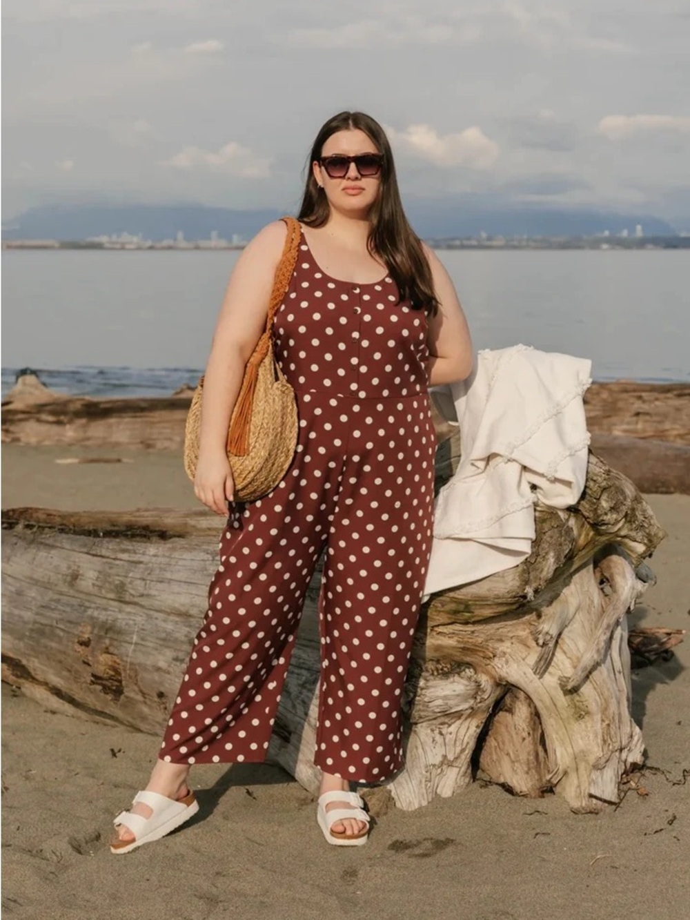 Smash + Tess Brown Polka Dot Jumpsuit
